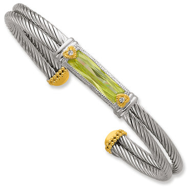 Sterling Silver Gold-Plated CZ Bangle
