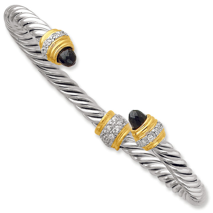 Sterling Silver Gold-plated Antique CZ Bangle