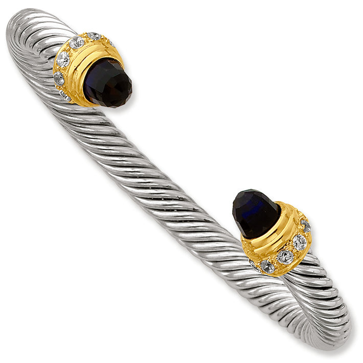 Sterling Silver Gold-plated Antique CZ Bangle