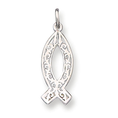 Sterling Silver Filigree Ichthus Fish Charm