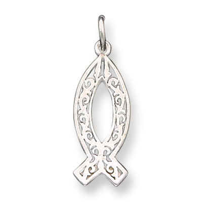 Sterling Silver Filigree Ichthus Fish Charm