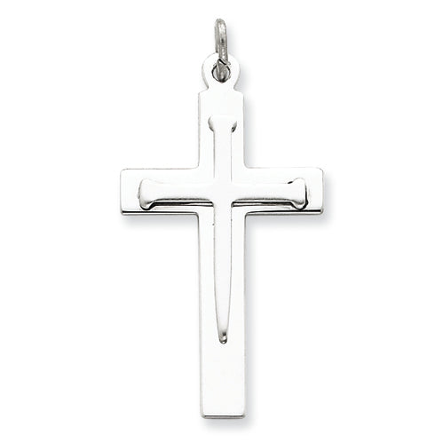 Sterling Silver Satin & Polished Cross Pendant