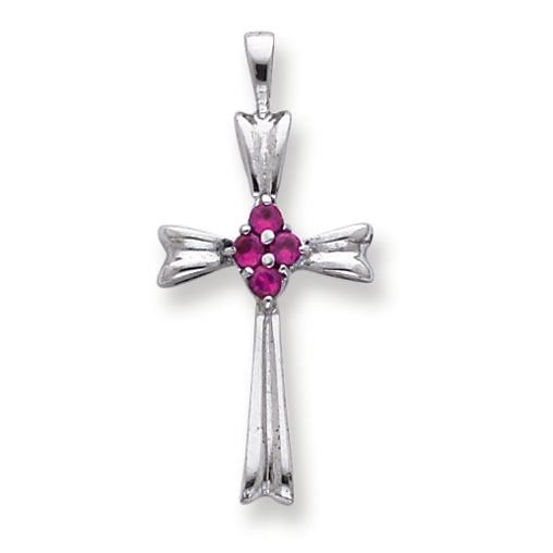 Sterling Silver Red CZ Cross Pendant