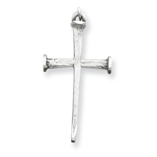 Sterling Silver Antiqued Nail Cross Pendant