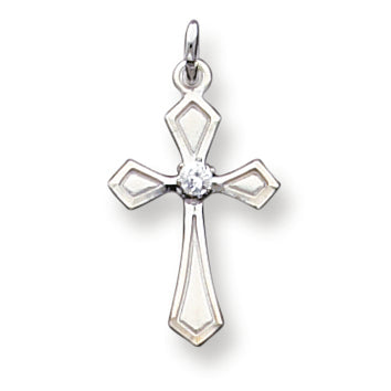 Sterling Silver CZ Passion Cross Charm