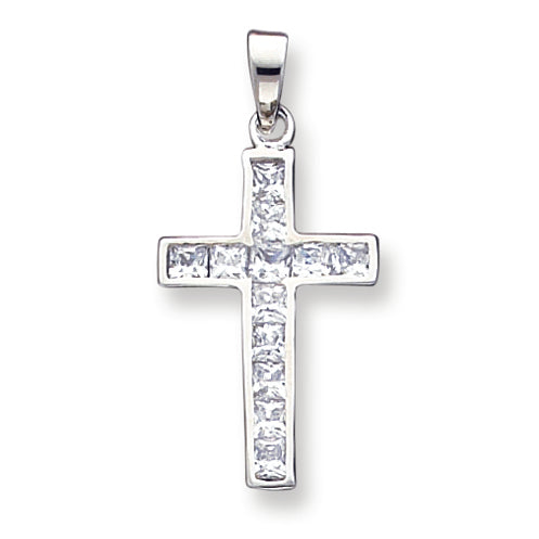 Sterling Silver CZ Cross Pendant