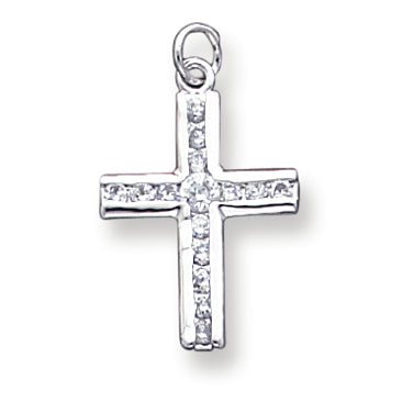 Sterling Silver CZ Latin Cross Charm