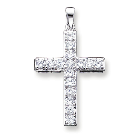 Sterling Silver CZ Latin Cross Pendant