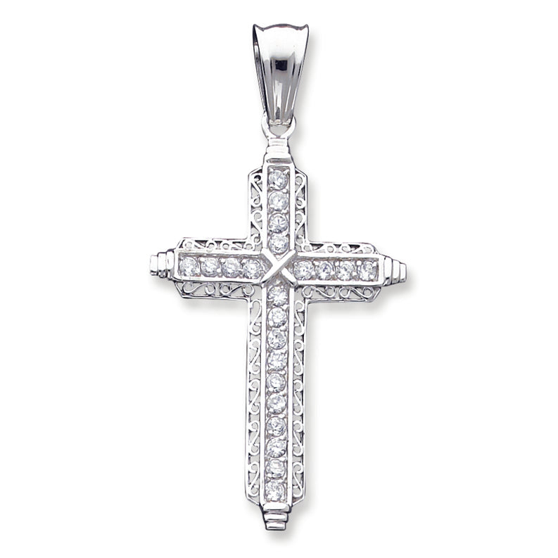 Sterling Silver CZ Cross Pendant