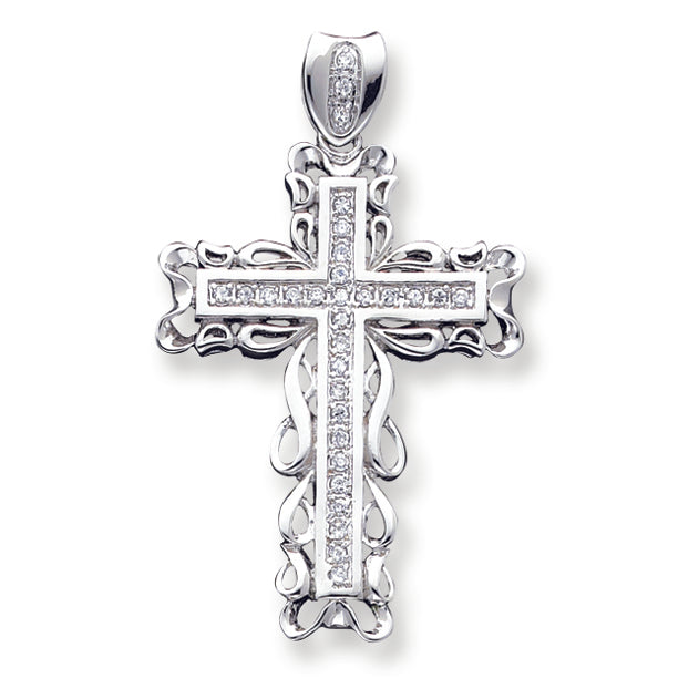 Sterling Silver CZ Cross Pendant