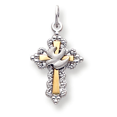 Sterling Silver & Vermeil Dove Cross Charm