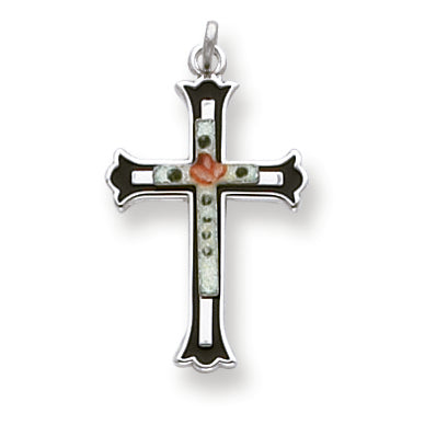 Sterling Silver Enameled Cross Pendant