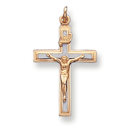 Sterling Silver Enamel & Vermeil INRI Crucifix Charm