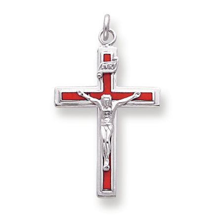 Sterling Silver Enameled Crucifix Pendant