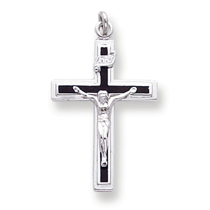 Sterling Silver Enameled Crucifix Pendant