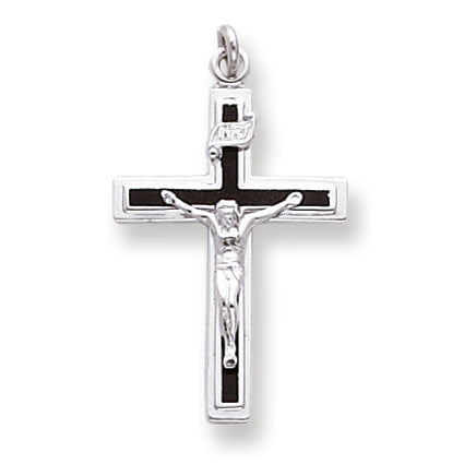Sterling Silver Enameled Crucifix Pendant