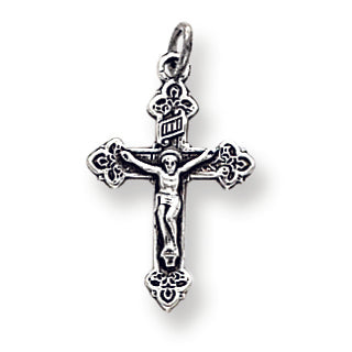 Sterling Silver Antiqued INRI Crucifix Pendant