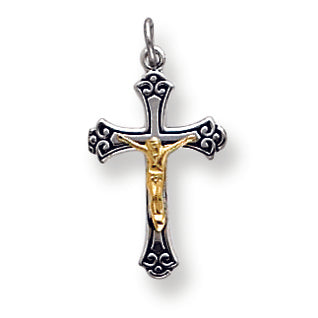 Sterling Silver & Vermeil Crucifix Charm