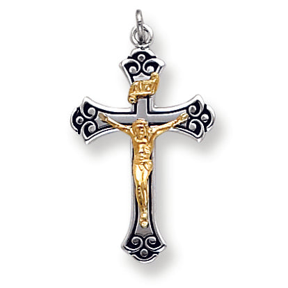 Sterling Silver & Vermeil Crucifix Pendant