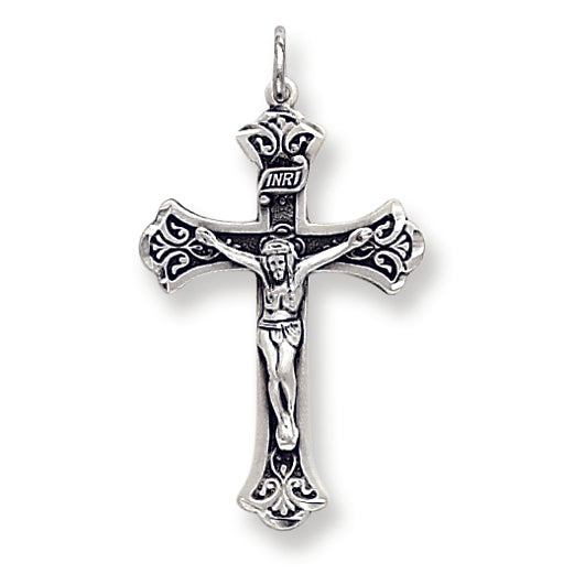 Sterling Silver Antiqued INRI Crucifix Pendant