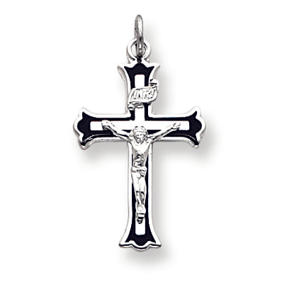 Sterling Silver Enameled INRI Crucifix Charm