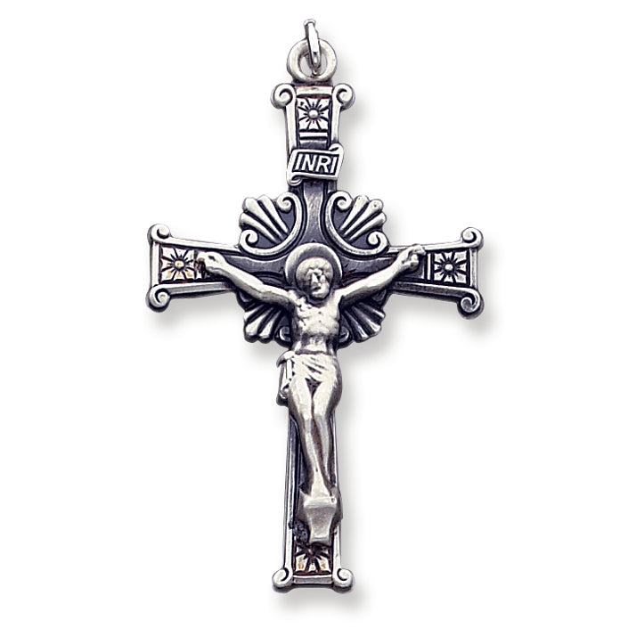 Sterling Silver Antiqued INRI Crucifix Pendant