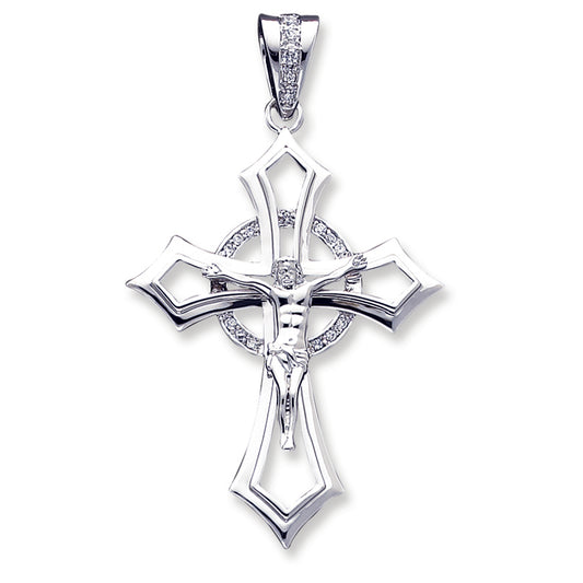 Sterling Silver CZ Crucifix Pendant