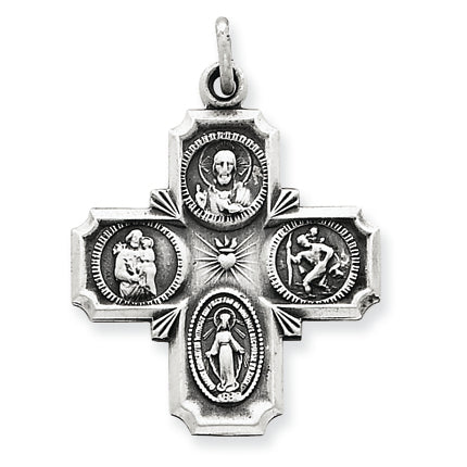 Sterling Silver Antiqued 4-way Medal