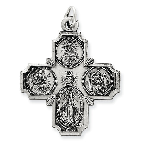 Sterling Silver Antiqued 4-way Medal