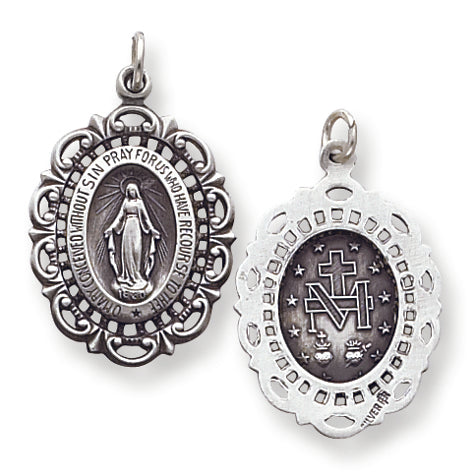 Sterling Silver Antiqued Miraculous Medal