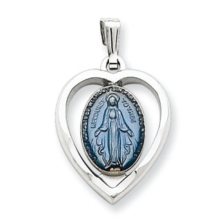 Sterling Silver Miraculous Heart Medal