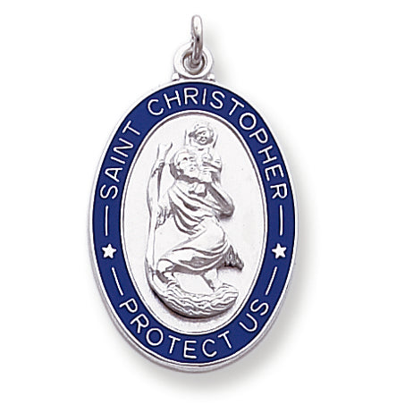 Sterling Silver Enameled St. Christopher Medal