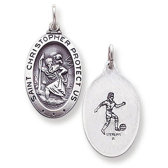 Sterling Silver St.Christopher Soccer Medal