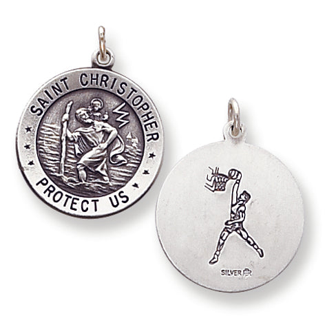 Sterling Silver St. Christopher Basketball Medal