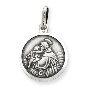 Sterling Silver Antiqued Saint Anthony Medal