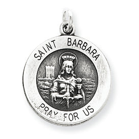 Sterling Silver Antiqued Saint Barbara Medal