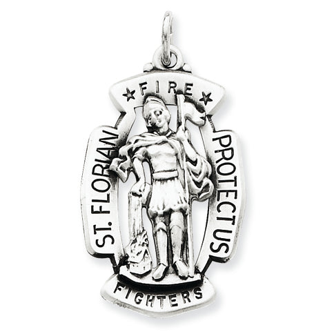 Sterling Silver Antiqued Saint Florian Medal