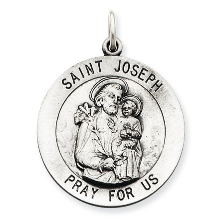 Sterling Silver Antiqued Saint Joseph Medal