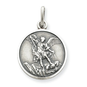 Sterling Silver Antiqued Saint Michael Medal