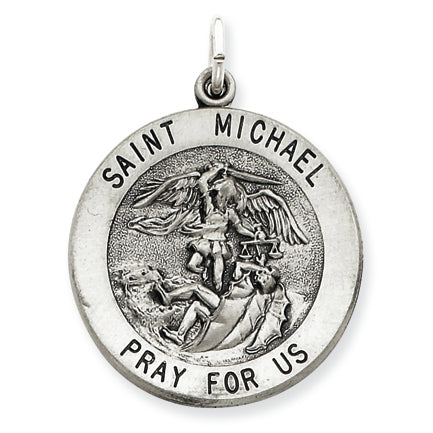 Sterling Silver Antiqued Saint Michael Medal