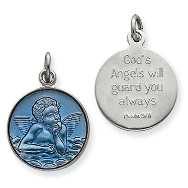 Sterling Silver Blue Epoxy Angel Charm