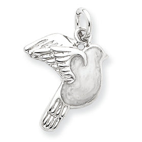 Sterling Silver Enameled White Dove Charm
