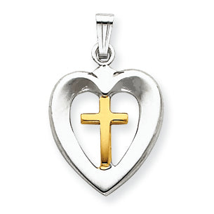 Sterling Silver & Vermeil Cross in Heart Charm