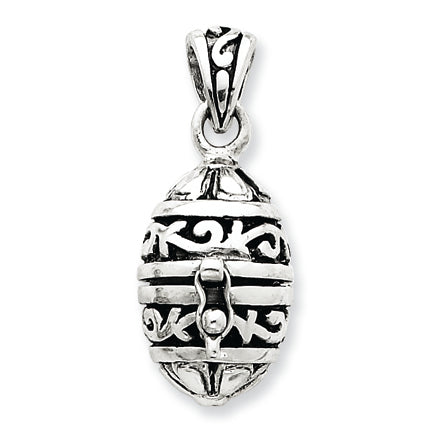 Sterling Silver Oval Prayer Box Pendant