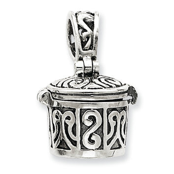 Sterling Silver Antiqued Prayer Box Pendant