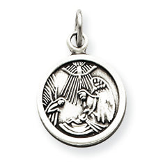 Sterling Silver Antiqued Baptism Medal