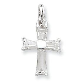 Sterling Silver CZ Latin Cross Charm