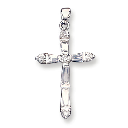 Sterling Silver CZ Cross Pendant