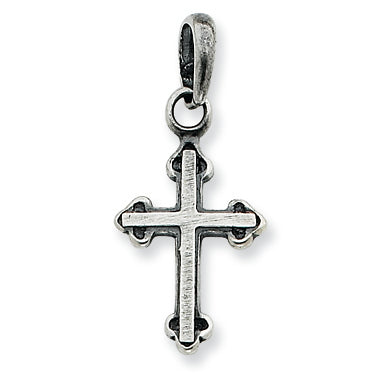 Sterling Silver Antiqued Budded Cross Pendant