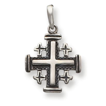 Sterling Silver Antiqued Jerusalem Crusader Pendant